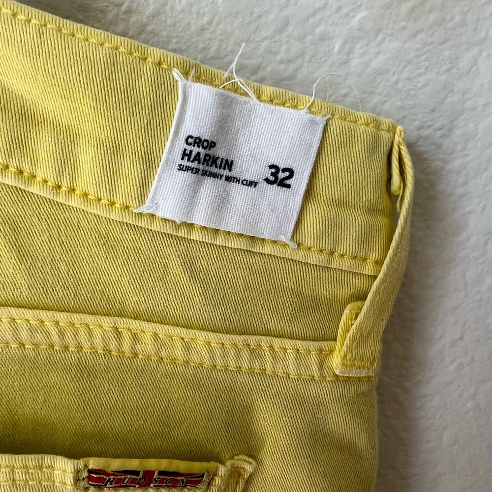 Hudson Crop Harkin Super Skinny With Cuff Yellow Jeans Size 32 - Picture 4 of 7